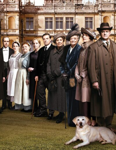 Downton Abbey Cast of TV Show in front of house