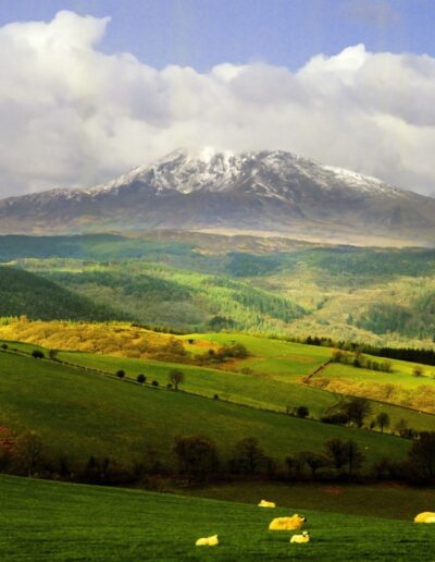 Snowdonia Park in Wales with Mt Snowdon in distance