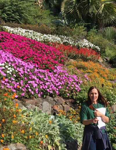 Colorful flowers at private garden on Lake Como, Italy with guide