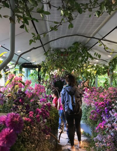 Bus filled with flowers at an Italian festival