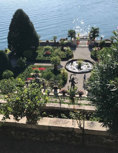 Formal Garden on Lake Como, Italy with terraces and topiary plants